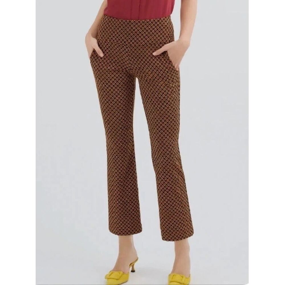 Cabi women's dandy pants size XS medallion print stretch crop retro 60s pull on